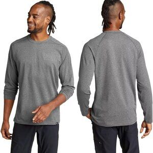 Eddie Bauer Men's Heather Gray Mountain Trek Long sleeve T-Shirt Size Medium